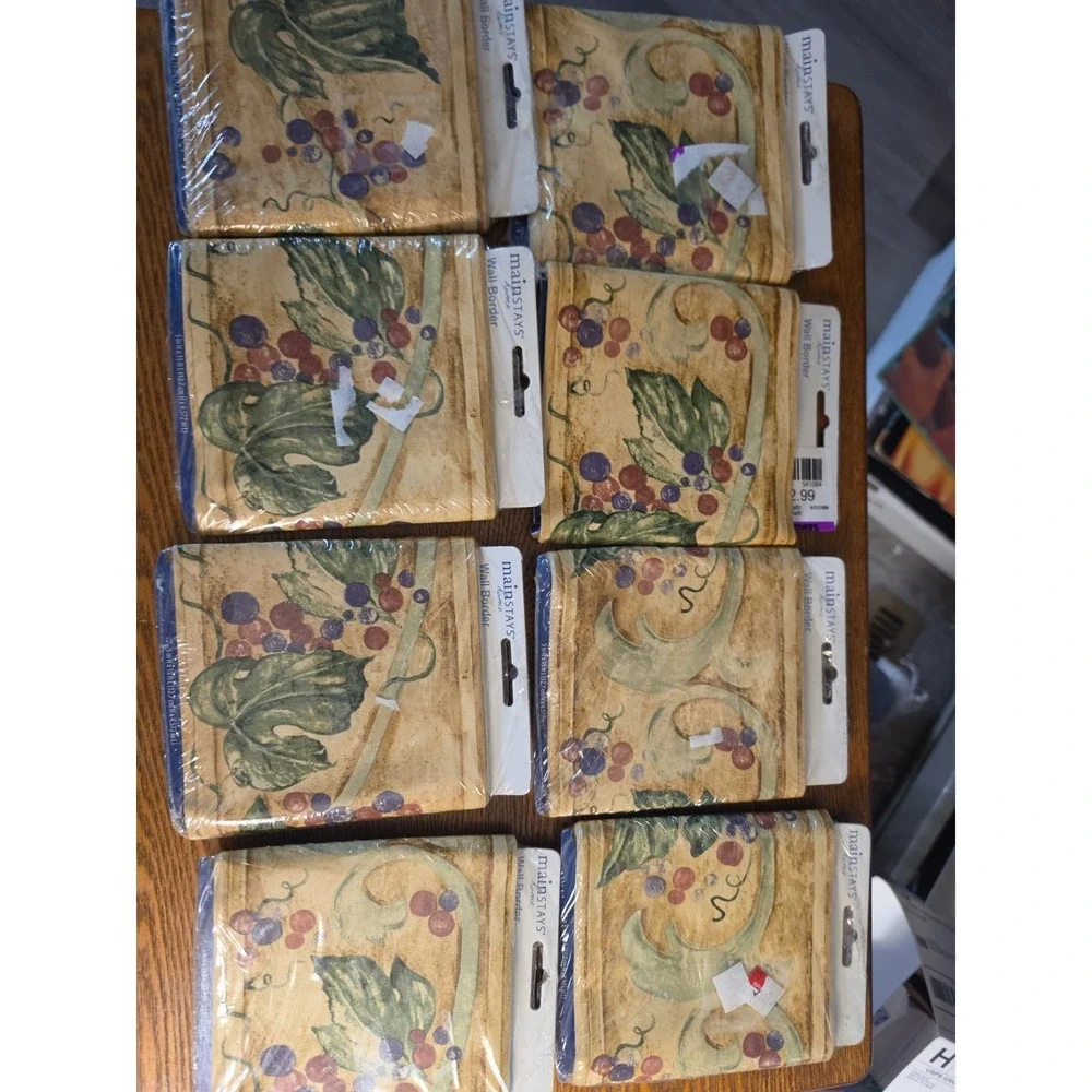 Vtg 8 Mainstays Tuscan Tuscany Grapes Leaf Vine Wallpaper Border 5